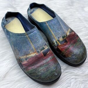 Icon Monet Painting Wearable Art Mule Slide Clog Shoe Boat Museum Artist 6.5